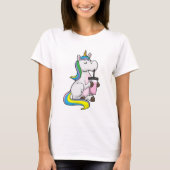 Unicorn met Bubble Tea T-shirt (Voorkant)