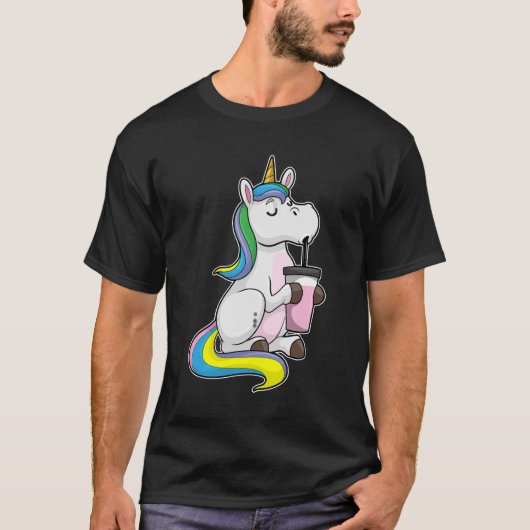 Unicorn met Bubble Tea T-shirt (Voorkant)