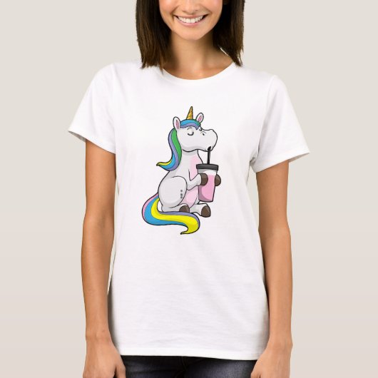 Unicorn met Bubble Tea T-shirt (Voorkant)