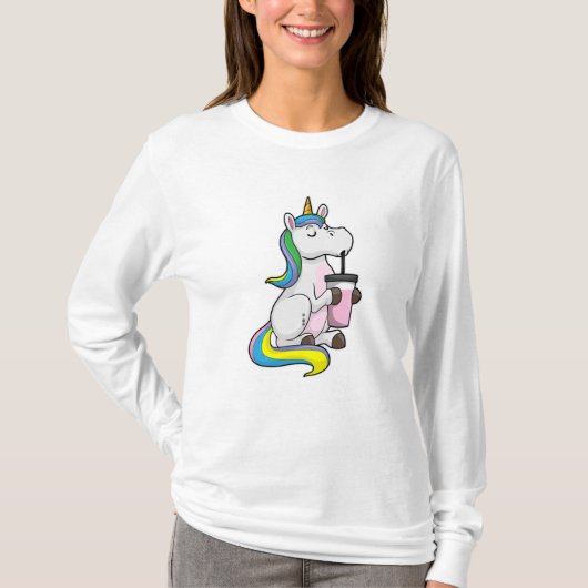 Unicorn met Bubble Tea T-shirt (Voorkant)