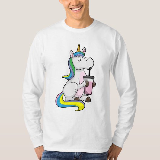 Unicorn met Bubble Tea T-shirt (Voorkant)