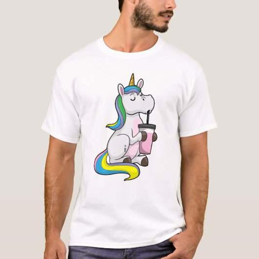 Unicorn met Bubble Tea T-shirt (Voorkant)