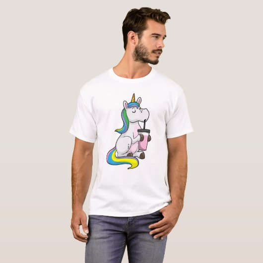 Unicorn met Bubble Tea T-shirt (Voorkant volledig)