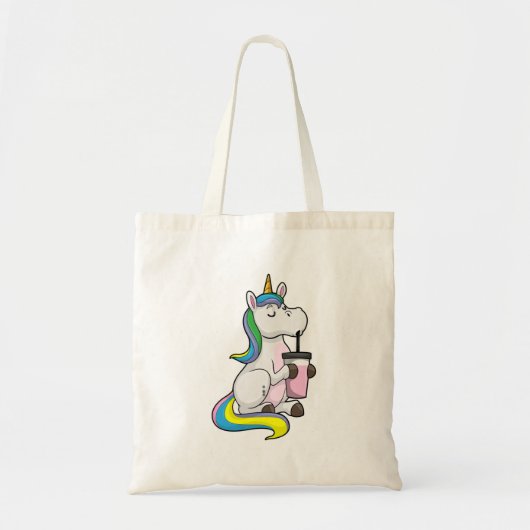 Unicorn met Bubble Tea Tote Bag (Voorkant)