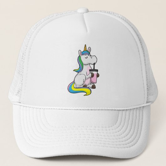 Unicorn met Bubble Tea Trucker Pet (Voorkant)