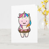 Unicorn met chocolade donut kaart (Gele Bloem)