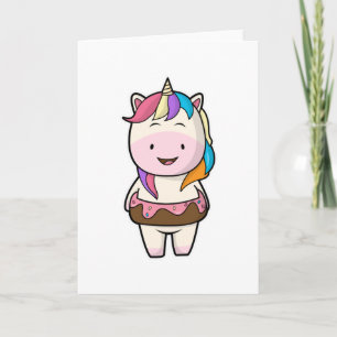 Unicorn met chocolade donut kaart