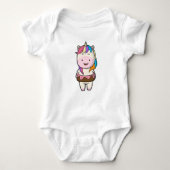 Unicorn met chocolade donut romper (Voorkant)