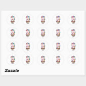 Unicorn met chocolade donut ronde sticker (Vel)