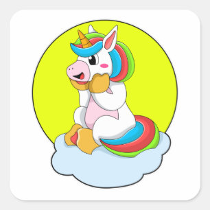 Unicorn met Cloud & Sun Vierkante Sticker