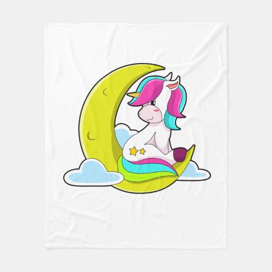 Unicorn met Clouds & Moon Fleece Deken (Voorkant)