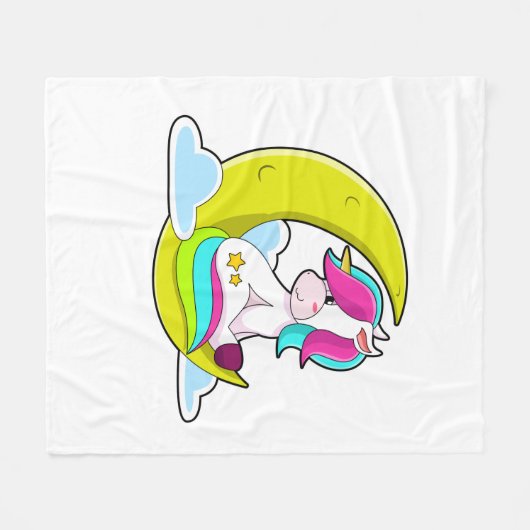 Unicorn met Clouds & Moon Fleece Deken (Voorkant (Horizontaal))