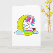 Unicorn met Clouds & Moon Kaart (Gele Bloem)
