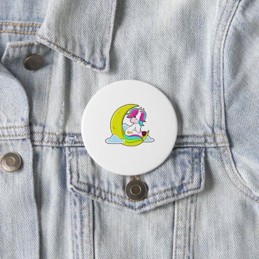 Unicorn met Clouds & Moon Ronde Button 7,6 Cm (In situ)
