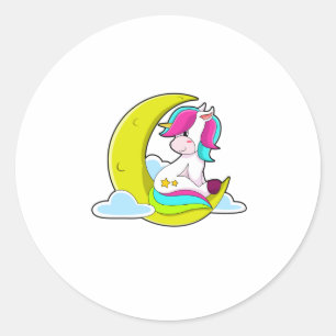 Unicorn met Clouds & Moon Ronde Sticker
