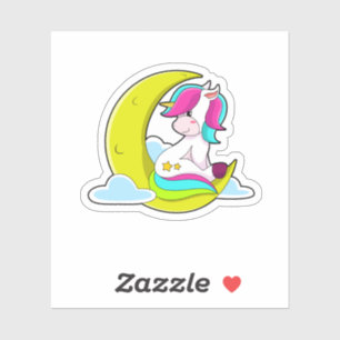Unicorn met Clouds & Moon Sticker