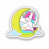 Unicorn met Clouds & Moon Sticker (Voorkant)