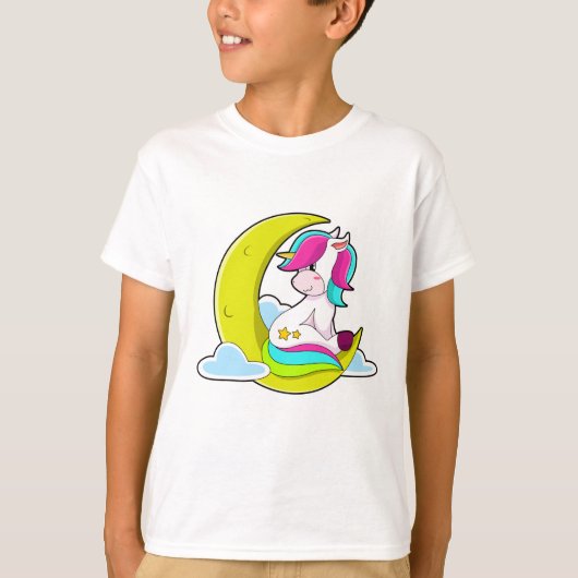 Unicorn met Clouds & Moon T-shirt (Voorkant)