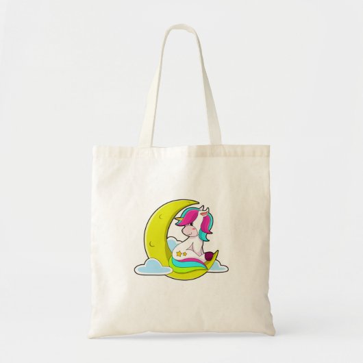 Unicorn met Clouds & Moon Tote Bag (Voorkant)