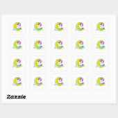 Unicorn met Clouds & Moon Vierkante Sticker (Vel)