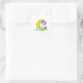 Unicorn met Clouds & Moon Vierkante Sticker (Tas)