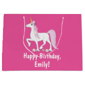 Unicorn met Daisies Birthday Name  Large Cadeautasje (Voorkant)