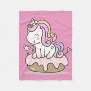 Unicorn met donut fleece deken