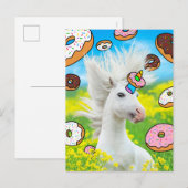 Unicorn met Donuts Uitnodiging Briefkaart (Voorkant / Achterkant)