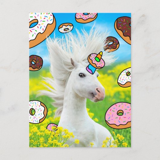 Unicorn met Donuts Uitnodiging Briefkaart (Voorkant)
