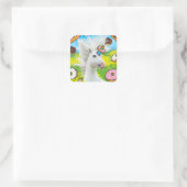 Unicorn met Donuts Vierkante Sticker (Tas)