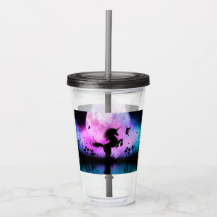 Unicorn met een beetje fee acryl drinkbeker