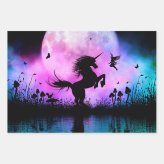 Unicorn met een beetje fee inpakpapier vel