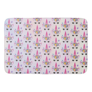 Unicorn met Floral Crown & Butterflies Pattern Badmat