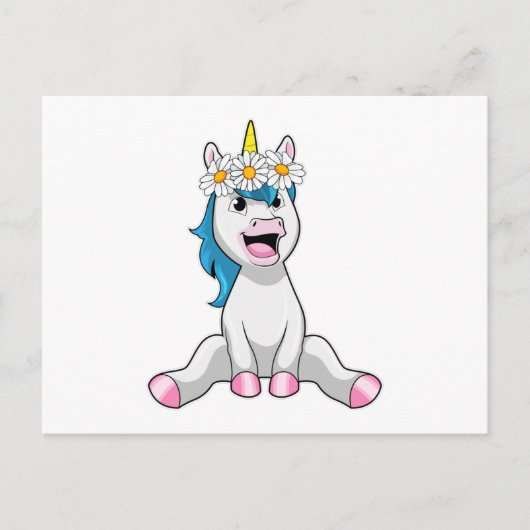 Unicorn met Flowers Daisy Briefkaart (Voorkant)