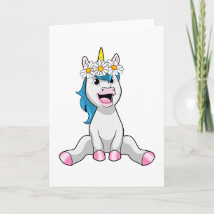 Unicorn met Flowers Daisy Kaart