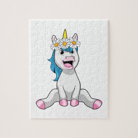 Unicorn met Flowers Daisy Legpuzzel (Verticaal)