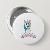 Unicorn met Flowers Daisy Ronde Button 7,6 Cm (Voorkant /achterkant)