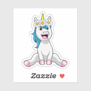 Unicorn met Flowers Daisy Sticker
