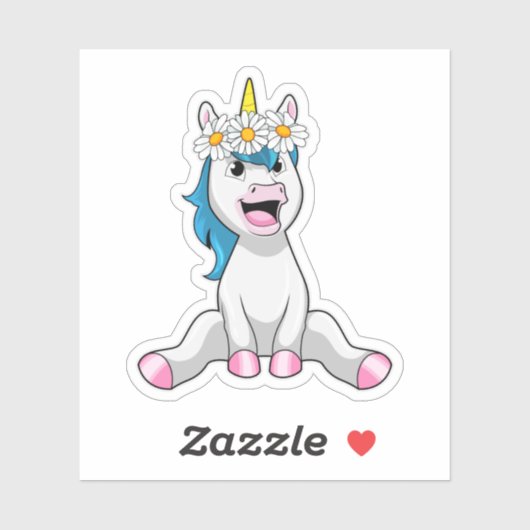 Unicorn met Flowers Daisy Sticker (Vel)