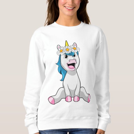 Unicorn met Flowers Daisy Trui (Voorkant)