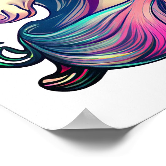 Unicorn met Flowers Vector Art Poster (Hoek)