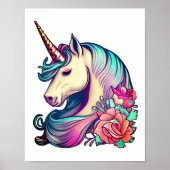 Unicorn met Flowers Vector Art Poster (Voorkant)