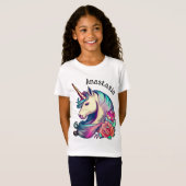 Unicorn met Flowers Vector Art T-Shirt (Voorkant volledig)