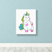 Unicorn met grote Belly Canvas Afdruk (Insitu (Houten vloer))