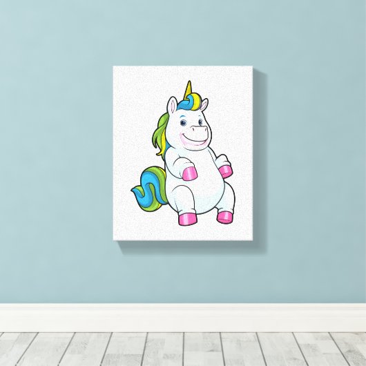Unicorn met grote Belly Canvas Afdruk (Insitu (Houten vloer))