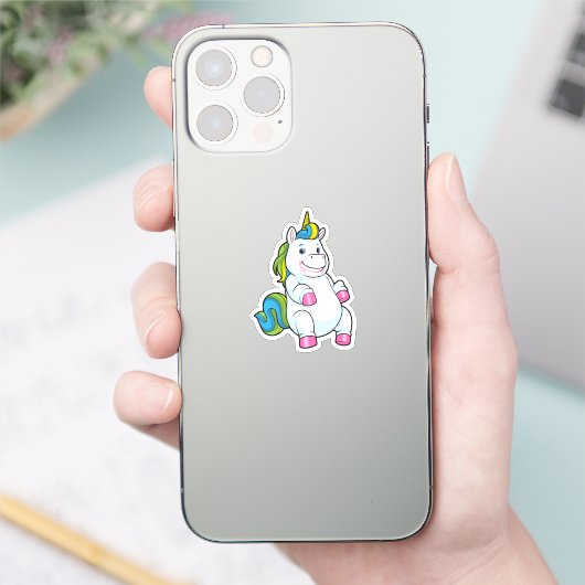 Unicorn met grote Belly Sticker (Telefoon)