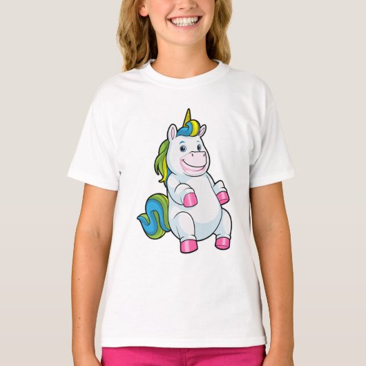 Unicorn met grote Belly T-shirt (Voorkant)