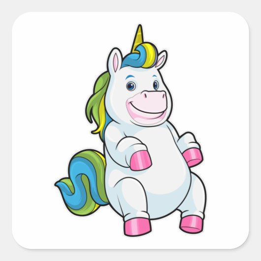 Unicorn met grote Belly Vierkante Sticker (Voorkant)