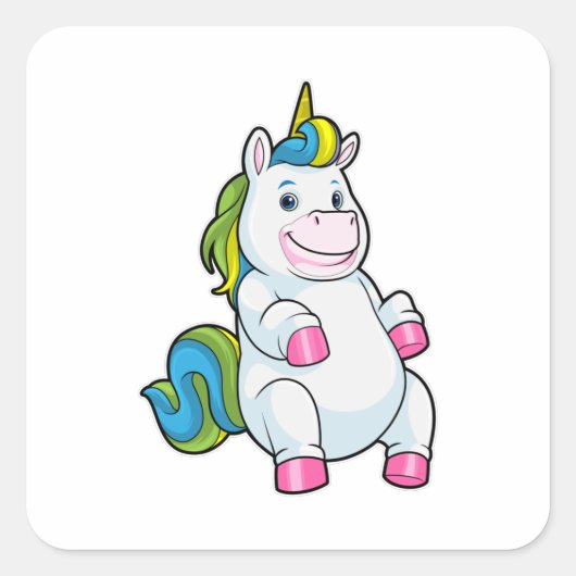 Unicorn met grote Belly Vierkante Sticker (Voorkant)