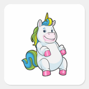 Unicorn met grote Belly Vierkante Sticker
